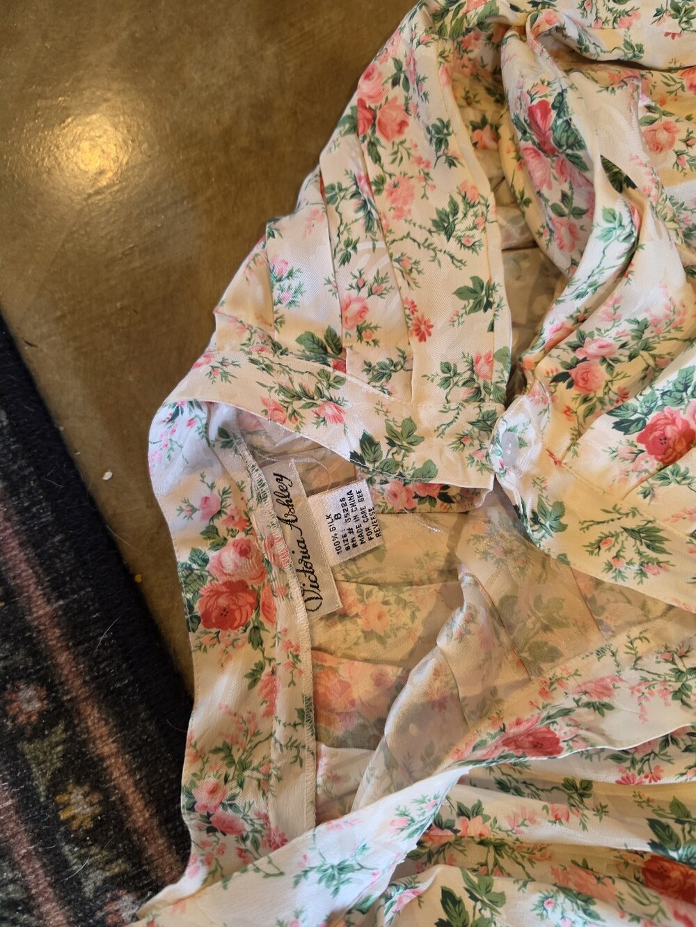 Vintage Floral 100% Silk Midi Length Flowy Skirt~27in Waist By VICTORIA ASHLEY - Picture 6 of 7